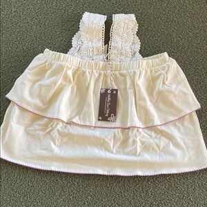 White Lace Trimmed Top